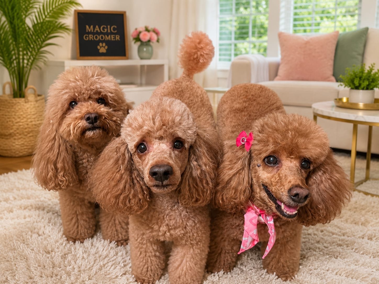 Poodles freshly groomed at Magic Groomer in Stamford, CT